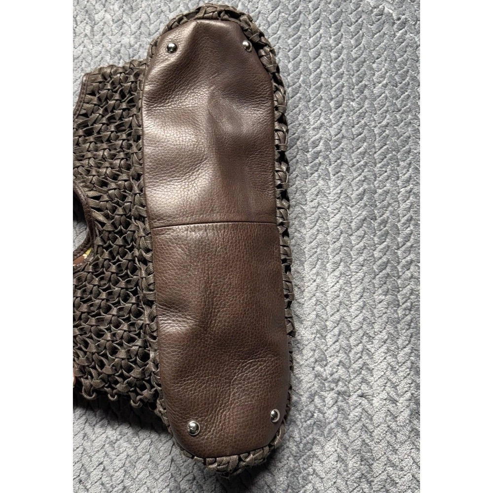 Banana Republic Brown Woven Tote Bag Purse Leather Trim Boho Hippie Y2K - Picture 10 of 12